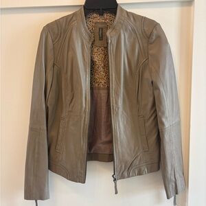 Naf Naf Women's Taupe Leather Jacket